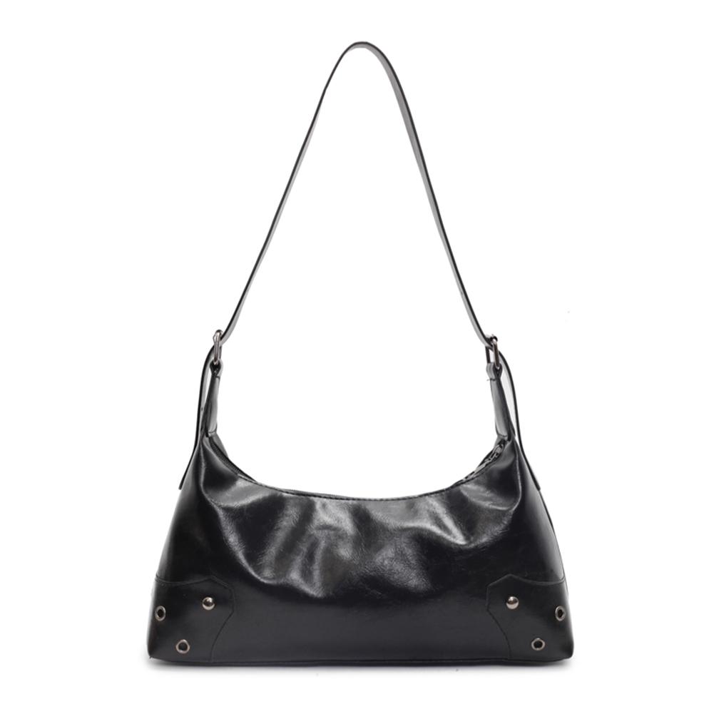 Женская ретро сумка через плечо с заклепками, сумка из искусственной кожи с металлическими заклепками, большая вместительная сумка, мягкая кожаная сумка подмышку, модная женская сумка подмышку