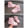 Модные милые туфли для девочек, зимние новые детские короткие ботинки, кожаные ботинки для принцессы
