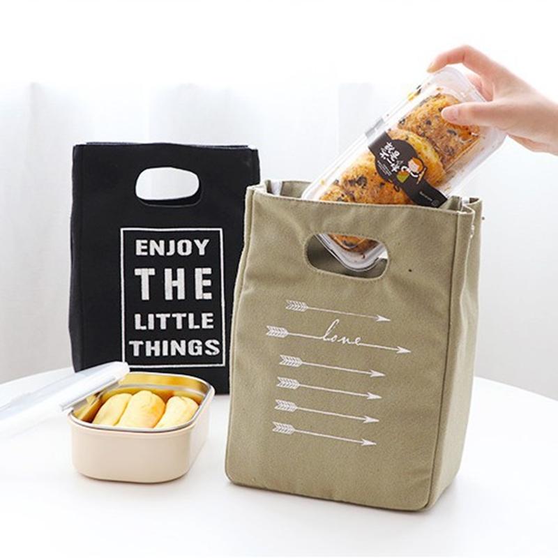 Japanese Canvas Insulation Lunch Bag Large Capacity Portable Picnic Thermal Tote Bento Box Cooler Bag Food Storage Container