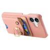 Y6 For iPhone 16 Case Cute Bear Design PU Leather+TPU Card Holder Phone Cover - Pink