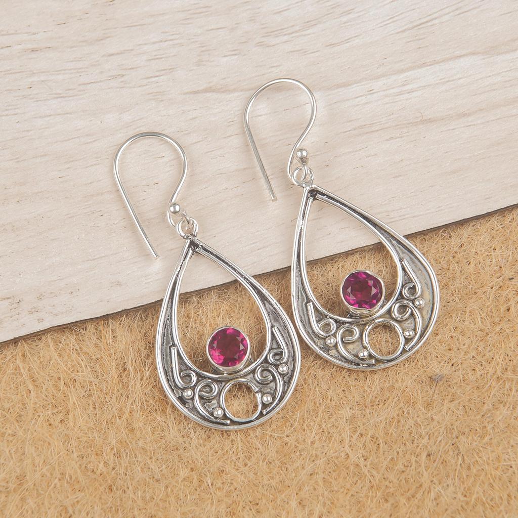 Ювелирные изделия из розового рубеллита, серьги из стерлингового серебра 925 пробы, очаровательные серьги ручной работы, богемные серьги с рубеллитом в подарок бабушке