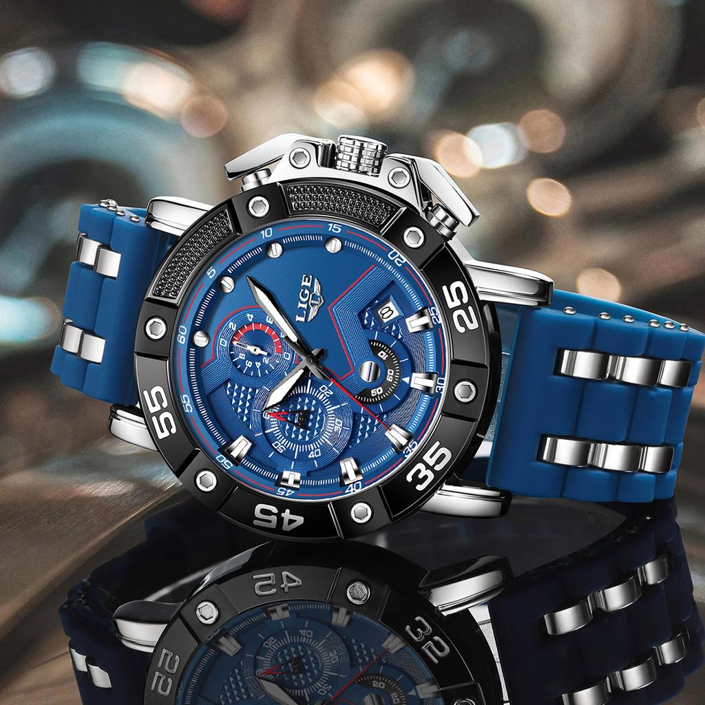 LIGE Unique Men's Quartz Watch Creative Fashion Waterproof Planet Pointer Cool Silicone Men's Luxury Watch reloj