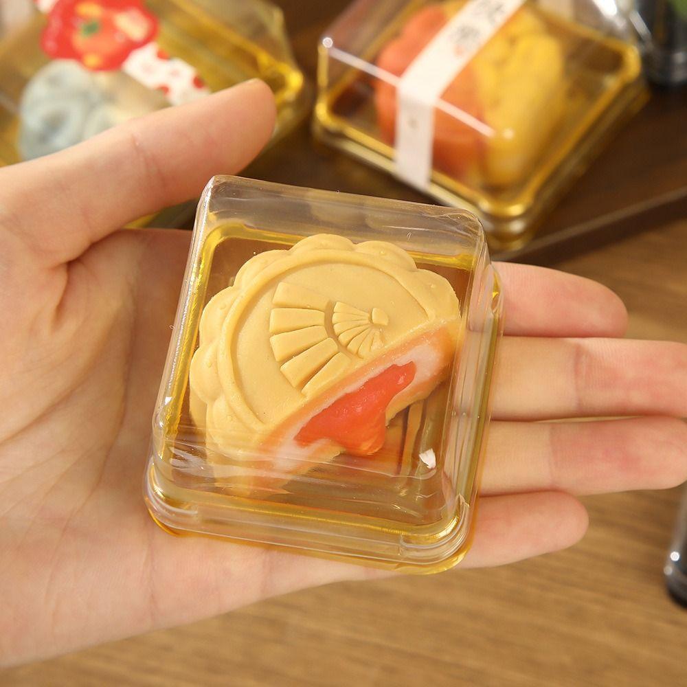 50Pcs 50/75/100g Plastic Muffin Container Sealed Mooncake Packaging Box Cookies Storage Box Kitchen