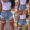 Summer Women's Denim Shorts Torn Raw Edge Shorts