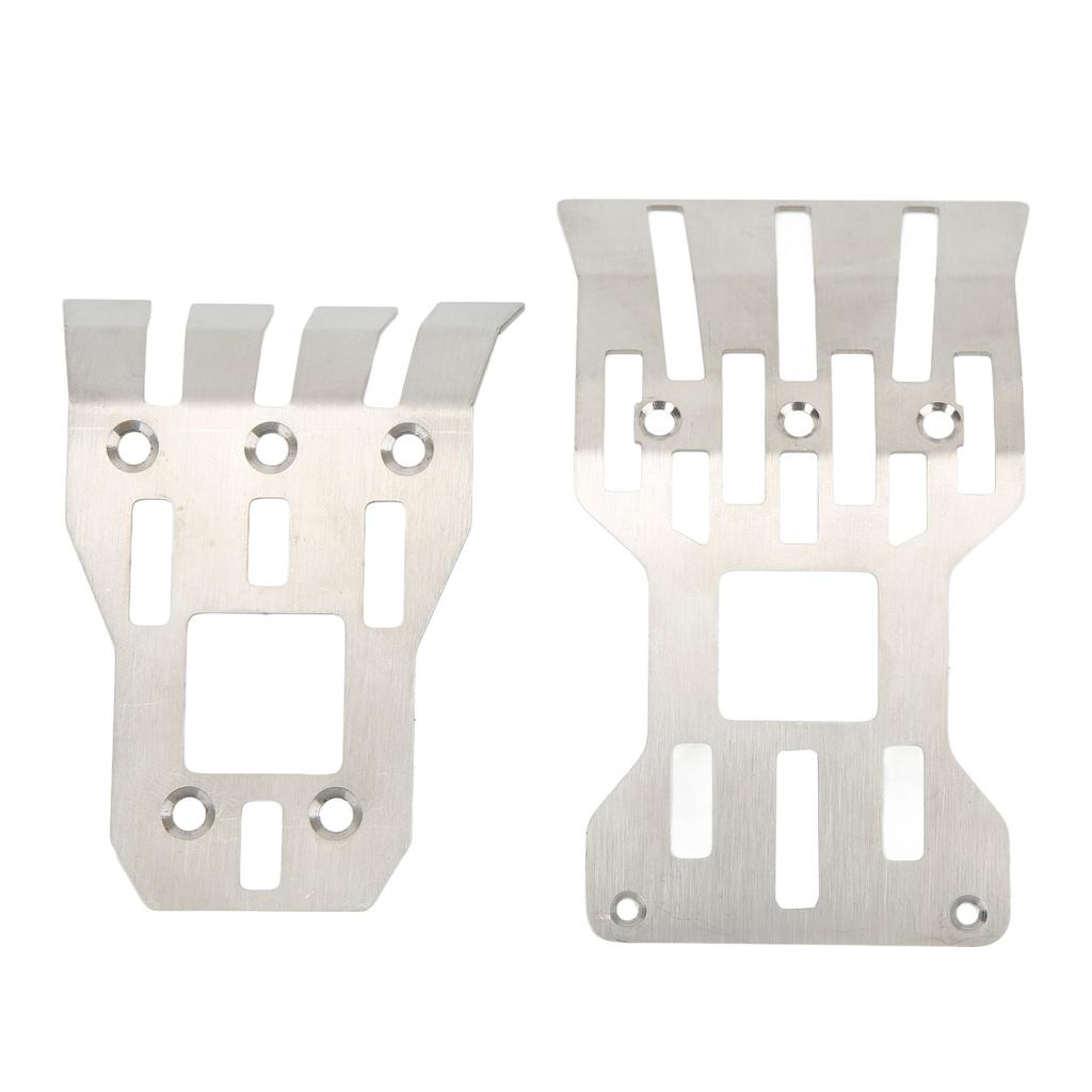 2Pcs RC Front Rear Chassis Skid Plates Stainless Steel Silver Armor Protection Plate RC Accessories