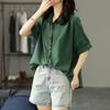 Летняя свежая рубашка с воротником, женская кардиган с короткими рукавами, однобортный ретро-топ, женские блузки и рубашки