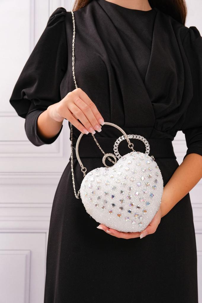 Women's Stylish and Useful Evening Dress Bag Women's Heart Stoned Saxe Blue Evening Dress Bag