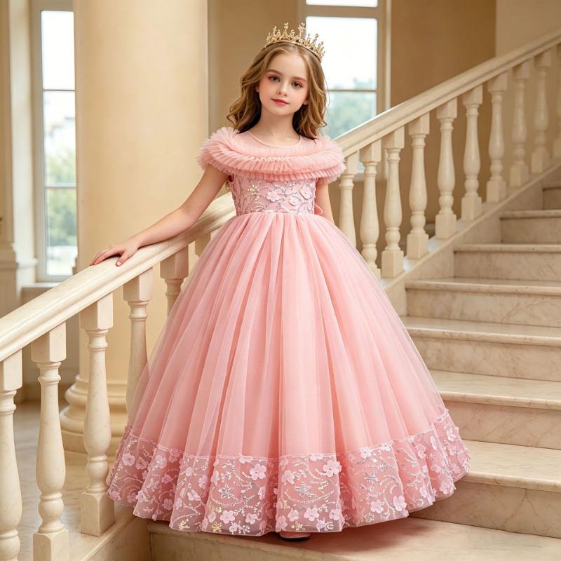 Girls Navy Blue Tulle Princess Ball Gown Flower Girl Dress