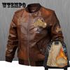 Men Motorcycle Jacket PU Leather Jacket Winter Thick Warm Cashmere Coat Casual Slim Motorcycle Jacket