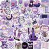 56Pcs Cartoon Purple Minimalist Style Graffiti Stickers for Personalized Decoration Guitar Laptop Luggage DIY Waterproof Stickers