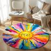 Chic Round Pop Art Multicolor Area Rug, Non-Slip Floor Mat for Living Room