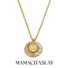 MamacitaSlay Круглое Солнце из Нержавеющей Стали 316L с Мрамором, Позолоченное 18K, Водонепроницаемое, Минималистичное Ретро Ожерелье для Женщин