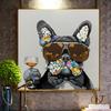 Graffiti French Bulldog with Sunglasses Drinking Canvas Painting Posters Prints Nordic Wall Art Cuadros Living Room Home Decor