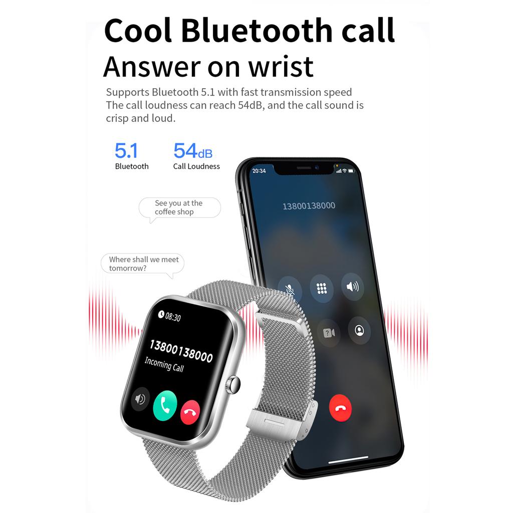 AK58 Waterproof Smart Watch 1.96-inch Large Screen Heart Rate Monitor Sports Wristband,Steel Strap