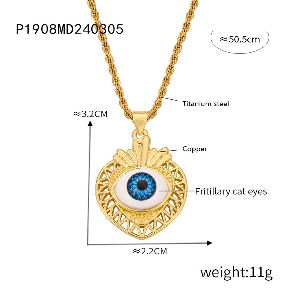 Hip-Hop Geometric Devil'S Eye Diamond-Encrusted Copper Pendant Female Titanium Steel Gold-Plated Oil Drop Necklace Simple Personalized Jewelry