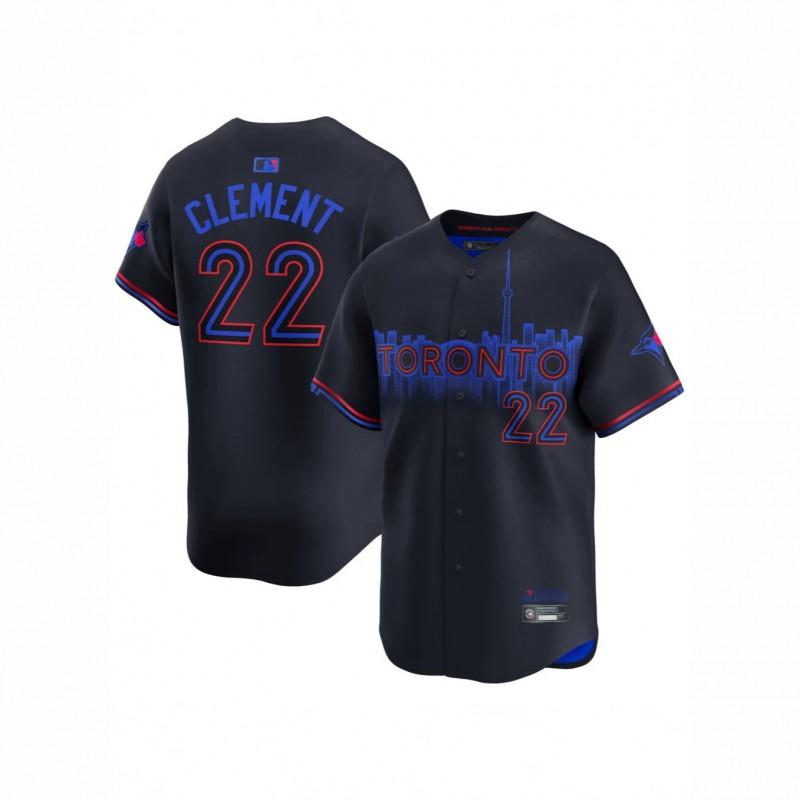 Mens Embroidered MLB Toronto Blue Jays Baseball Jersey Sportswear Loose Fit Cotton Blend Crew Neck Tee