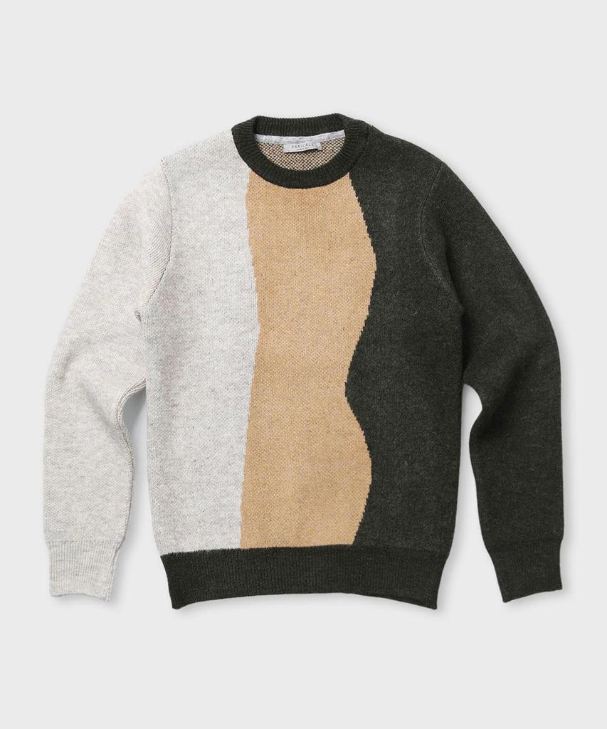 PANICALE Color Block Crew Neck Sweater [Green]
