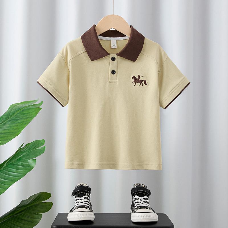 Модная Корейская Поло-футболка для Мальчиков - Летняя 2025 Повседневная с Коротким Рукавом
