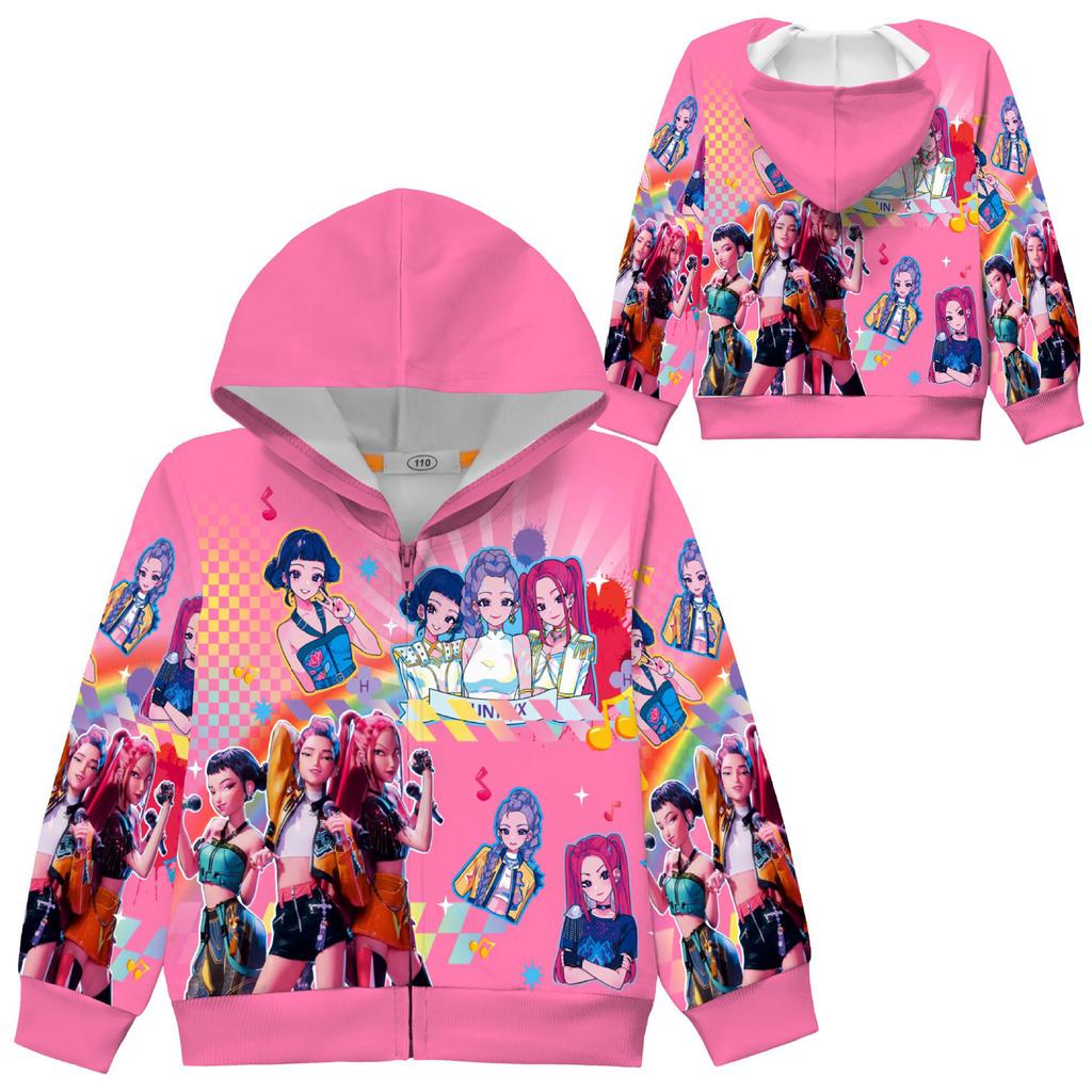 Худи для девочек 3D Мультяшная куртка Толстовка Музыкальная на молнии с капюшоном с длинным рукавом Топы