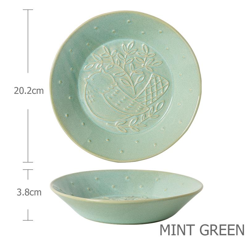 8-дюймовая керамическая рельефная тарелка с изображением птиц в стиле ретро, круглая сервировочная тарелка для пасты, салата, десерта, суповой тарелки, подходит для использования в микроволновой печи