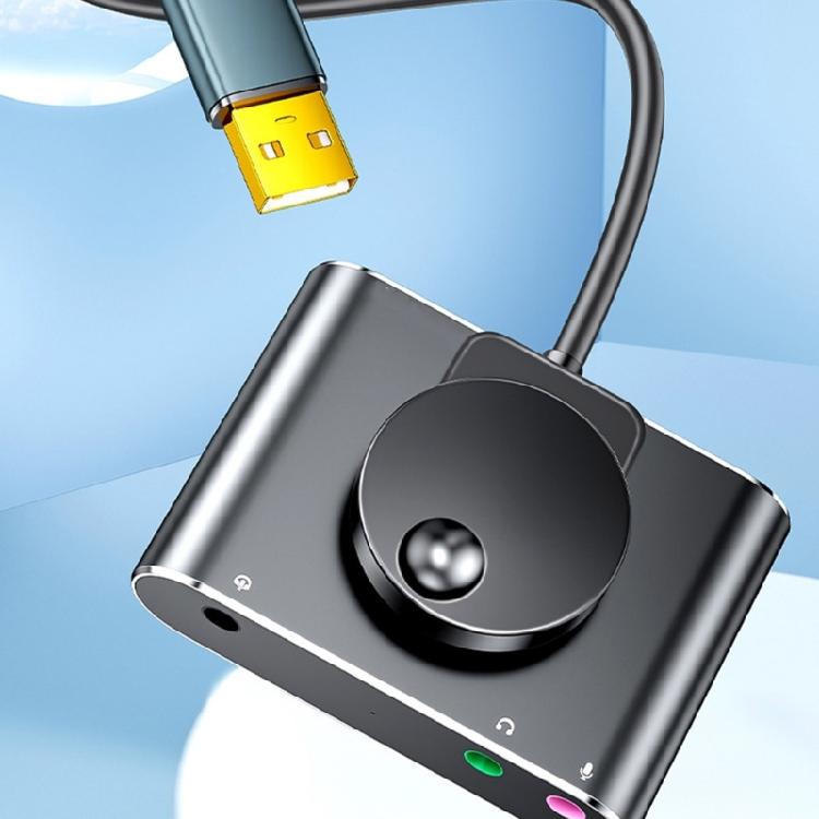 USB Sound Card with Volumes Control USB to 3.5mm Adapter Stereo External Sound Card for PC Laptop Desktop Headsets