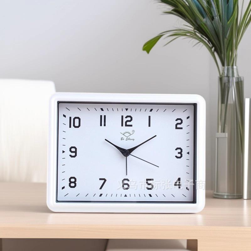 Square silent alarm clock simple large size bedroom clock digital sweep second clock student children bedside alarm clock