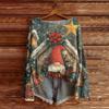 Women's Christmas Print Lightweight Sweater Casual Long Sleeve Knitted Pullover