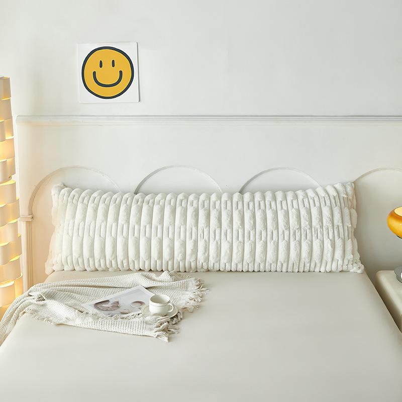 Плюшевая наволочка на длинную подушку из искусственного кроличьего меха - Двусторонняя наволочка из молочного велюрового флиса