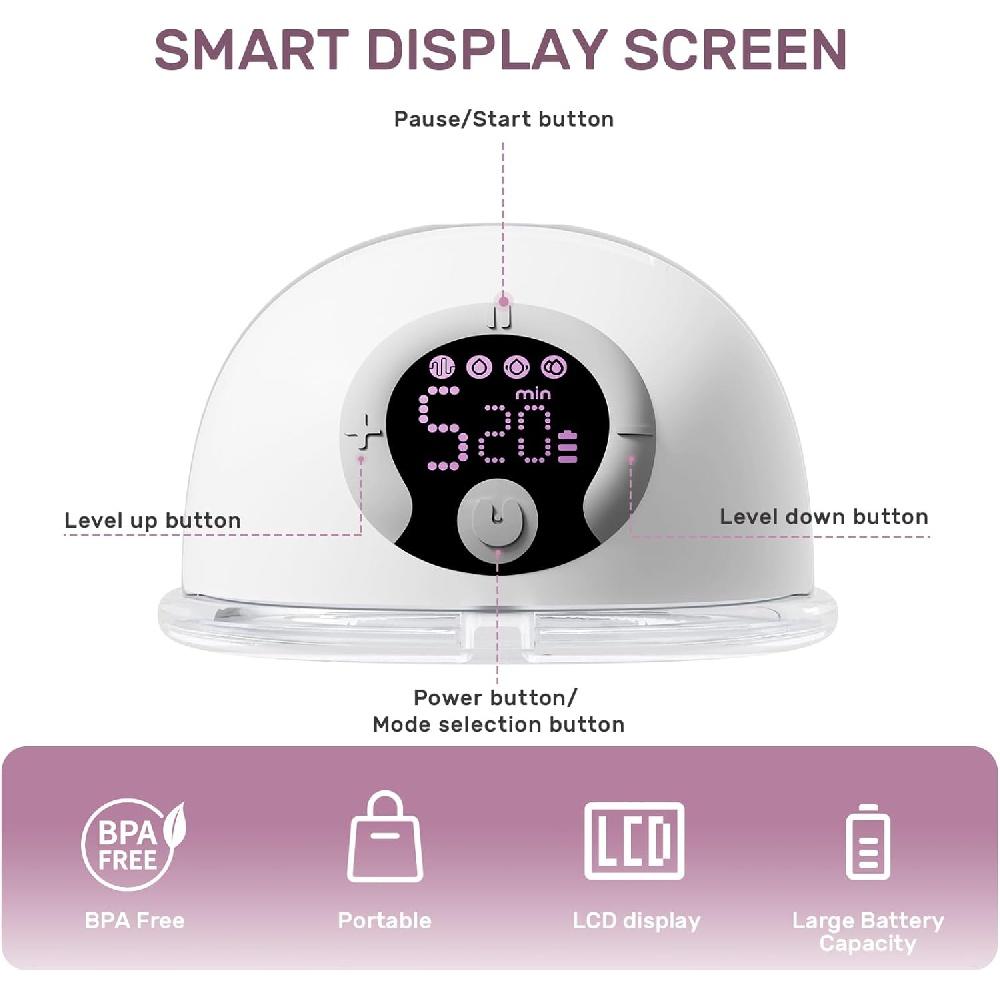Носимые молокоотсосы S32 для грудного вскармливания, электрический молокоотсос с 4 режимами и 9 уровнями, беспроводной портативный молокоотсос с ЖК-дисплеем