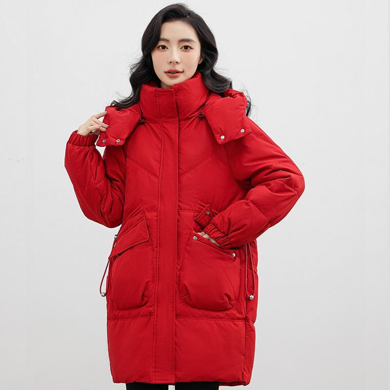 Women's Winter Jacket Coats Thickened Medium-length Cotton Outerwears Large Size Loose Hooded Fashion Youthful Woman Clothes