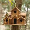 Bird Houses for Outside Wooden Hummingbird Nest Bird Feeder Outdoor Large Birdhouse with 6 Rooms for Garden Courtyard Decor