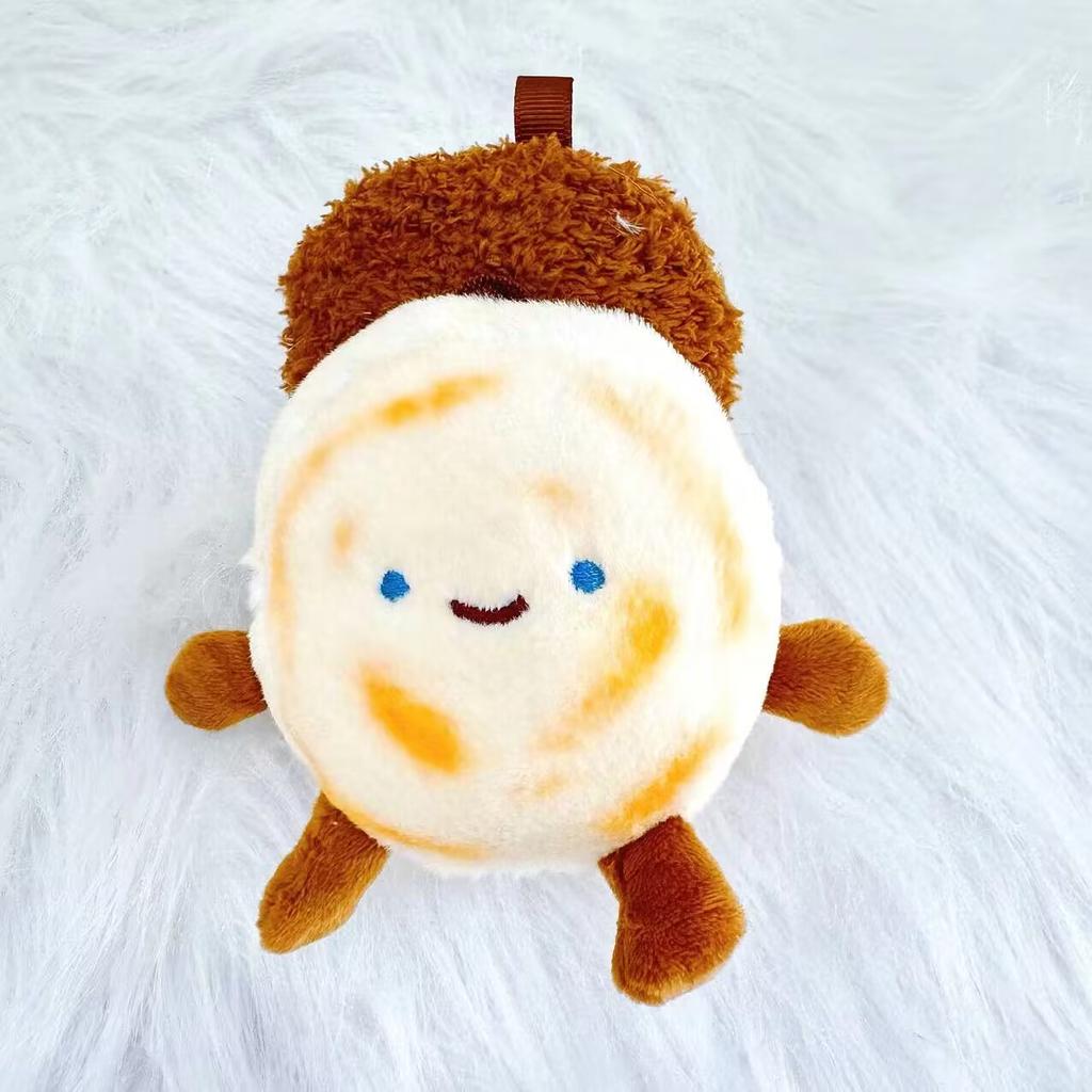 12cm Funny Creative Food Doll Keychain Backpack Plush Doll Pendant Chinese Hamburger Cartoon Doll Toy Car Bag Decor