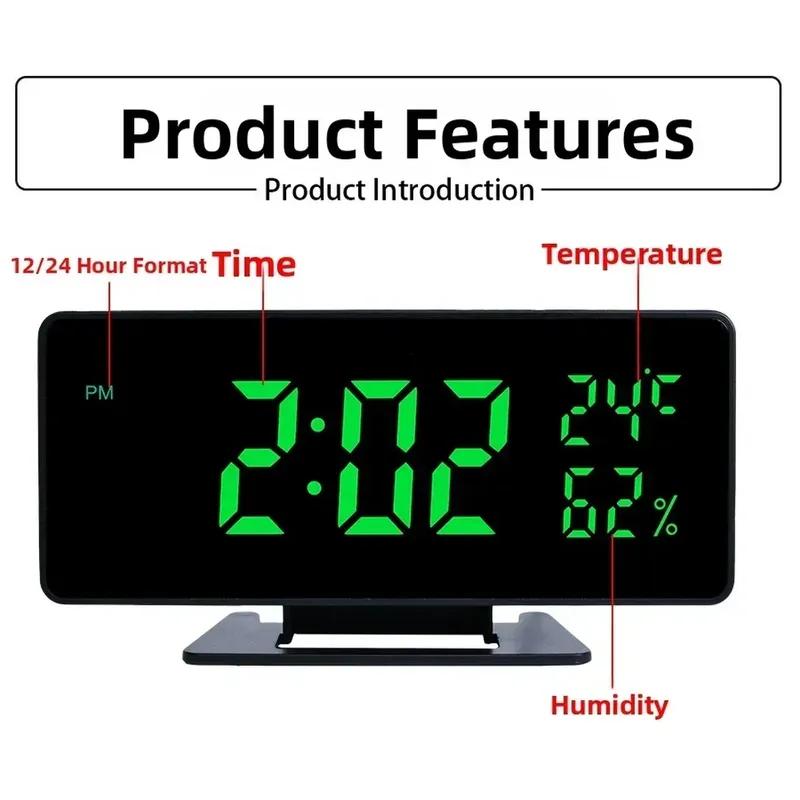 For Bedside For Travel LED Alarm Clock Modern Clock With Humidity Monitor Home Decoration Triple Alarm Function