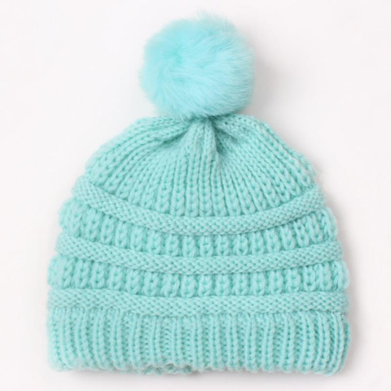 Baby Knitted Hat, Versatile Children's Autumn and Winter Hairball Warm Hat, Warm Baby Wool Hat