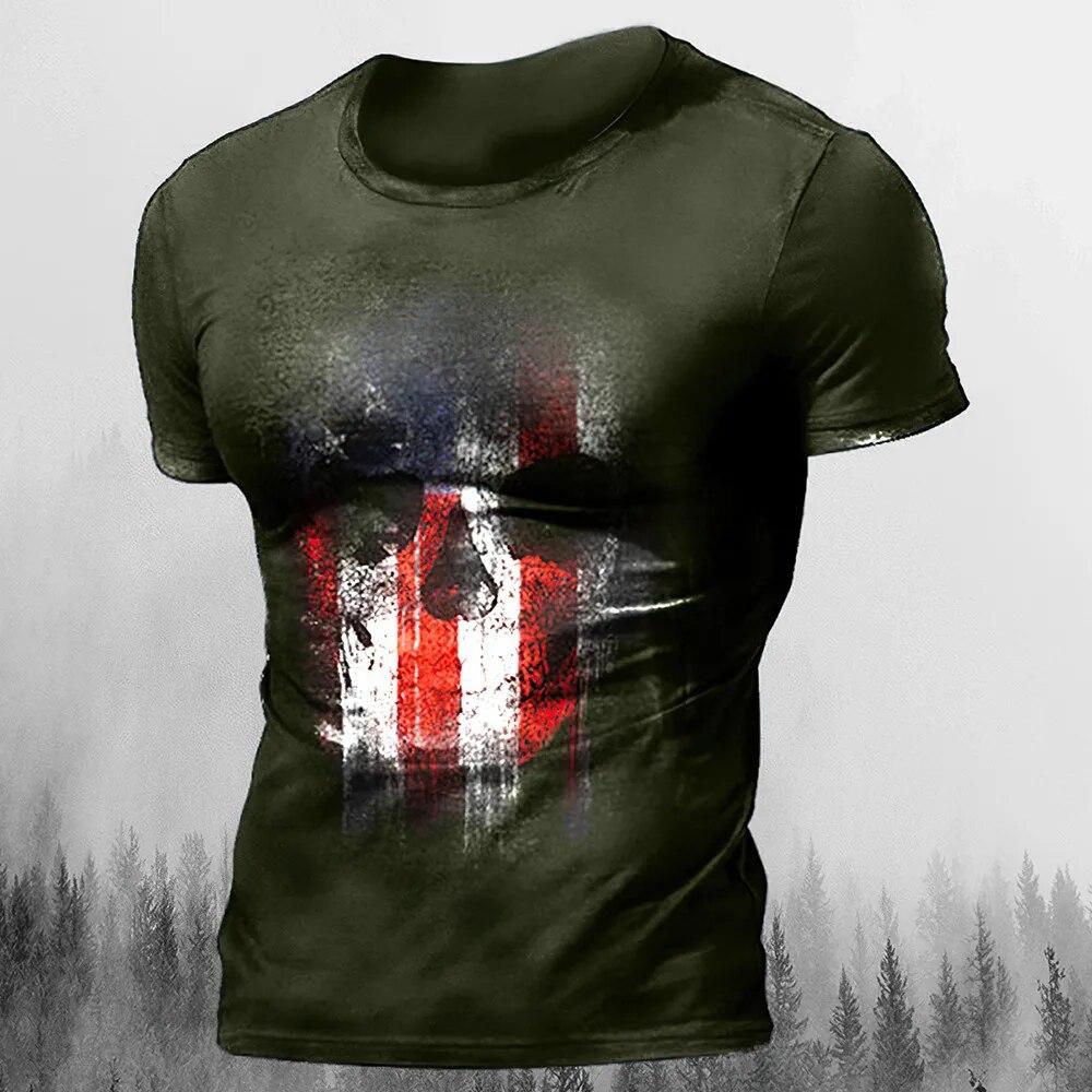 Мужские футболки, летняя винтажная футболка с 3d ужасами и черепом в стиле хип-хоп, рок, уличная футболка с круглым вырезом и короткими рукавами, футболка большого размера, мужская одежда