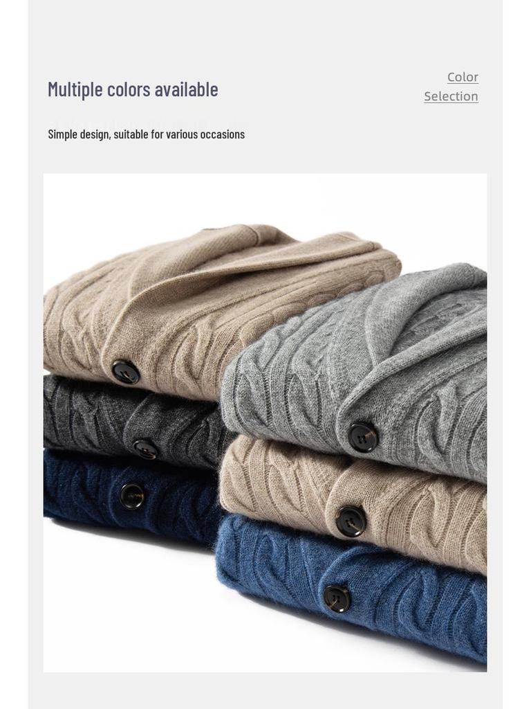 Мужской кардиган из мягкого кашемира: Приятный к коже, толстой вязки, свитер с шалевым воротником.