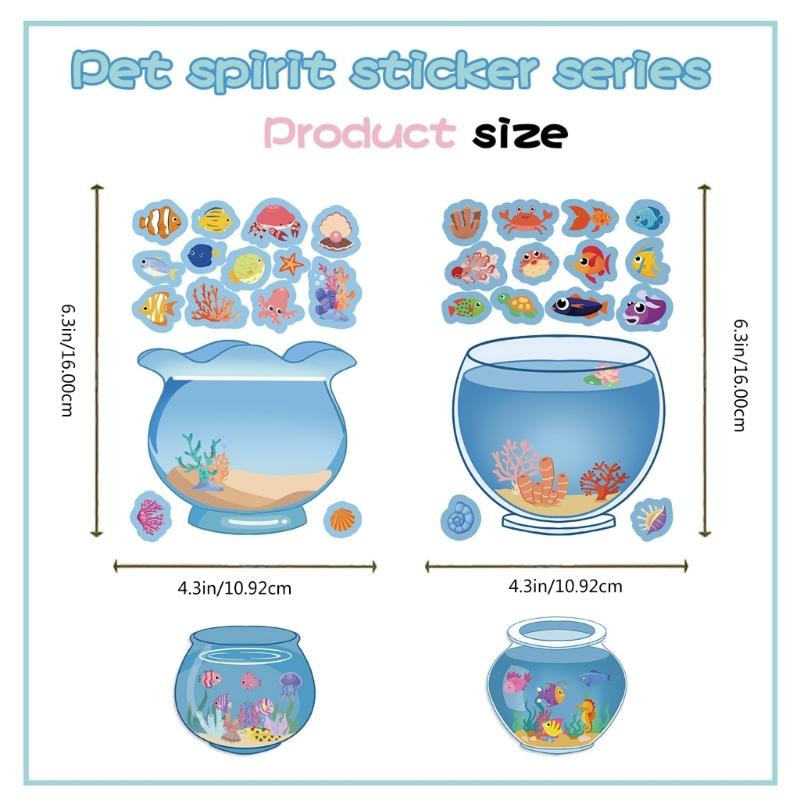 Cartoon Fish Tank Sticker Miniature Scene Sticker for Water Bottle Scrapbooking Journal Phone Case Laptop Nursery Wall