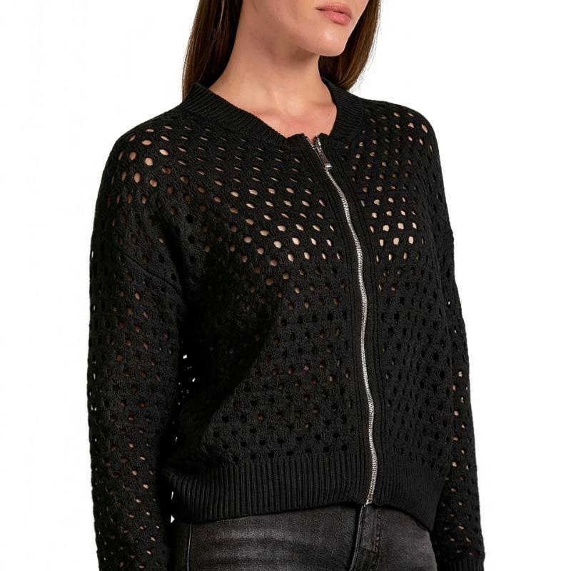 Women S Casual Knitted Zip Up Sweater Loose Fit Summer Wear