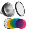 Godox Standard Reflector with Soft Diffuser Honeycomb Grid Color Filter Set for Studio Compatible with Godox AD200 AD200PRO AD180 AD360 AD360II