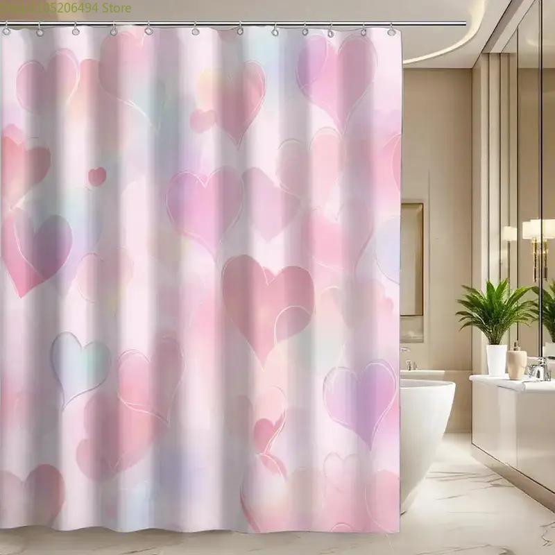 1pc Bathroom Shower Curtain for Wedding Anniversary Celebration, Love Charity, Includes 12 Hooks, 70.87x70.87inch Home Decor