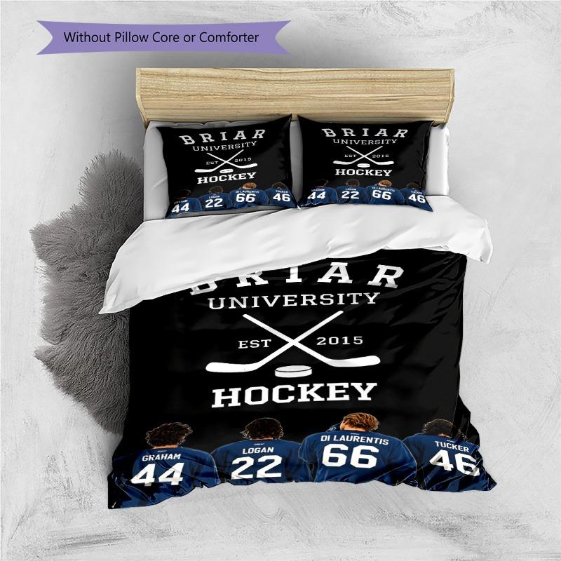Briar University Hockey Team Back Jersey Print 3 Pieces Duvet Cover Set Sports Romance Bedding Bedroom Home Decor Without Pillow Core