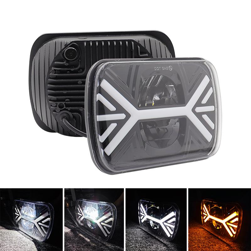 5x7/6x7 светодиодные DRL грузовик дальнего света H4 светодиодные фары для автомобиля 9600LM 1 шт. 2 шт. для Toyota