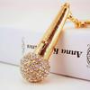 Exquisite Rhinestone Microphone Keychain - Cute Fashion Accessory Gift for Friends