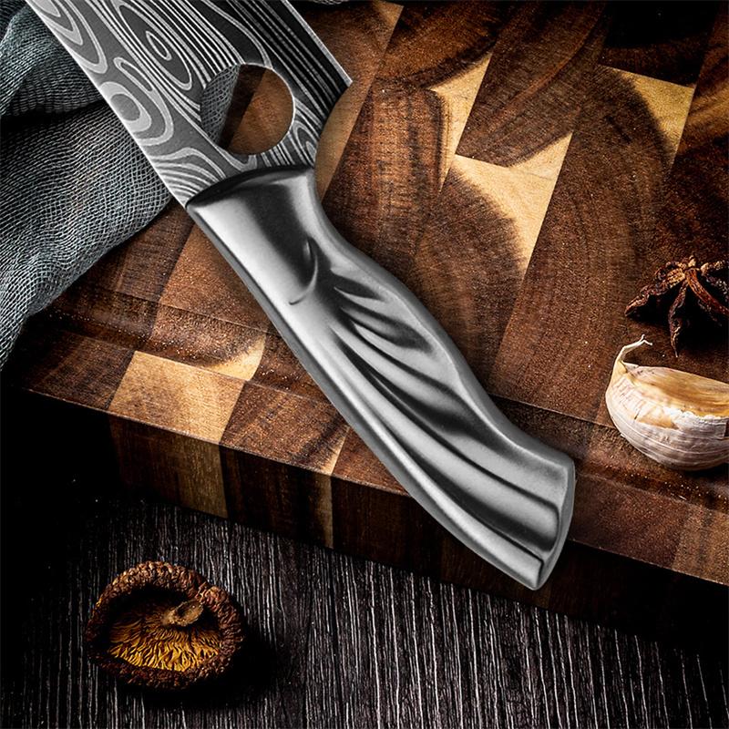 1pc Damascus Kitchen Knife, Hunting Stainless Steel Japanese Knife, 5.5 Inch Boning Knife, Butcher Meat Knife, Used For Kitchen Tools