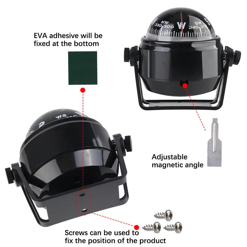 Compass Marine Navigation Compass Black For Marine Boat Electronic Sea Pivoting Marine Compass Automotive Parts