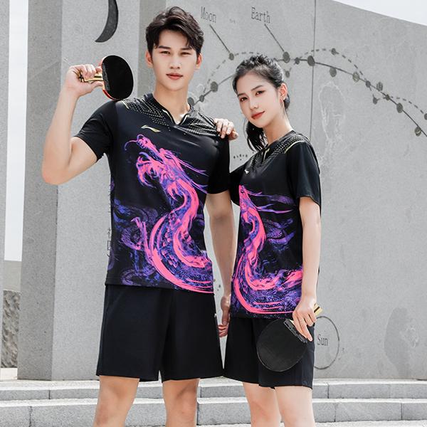 Li-Ning Ping Pong Series Quick-Dry Sports Round Neck T-Shirt Unisex Tops Black AAYR361-2