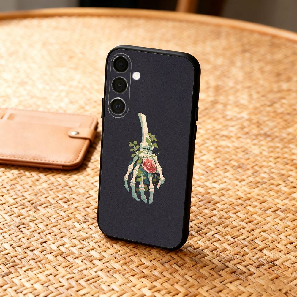 A-Art S-Скелет S-Череп Чехол для телефона для Samsung A73,72,71,53,52,51,22,91,80, Мягкое черное покрытие
