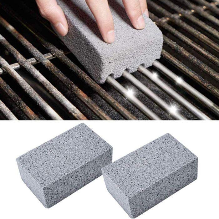 Pierre nettoyante pour barbecue, brosse WC, raclette WC, pierre anti-peluches 7,5 x 7,5 x 15 cm, gris, 2 pièces