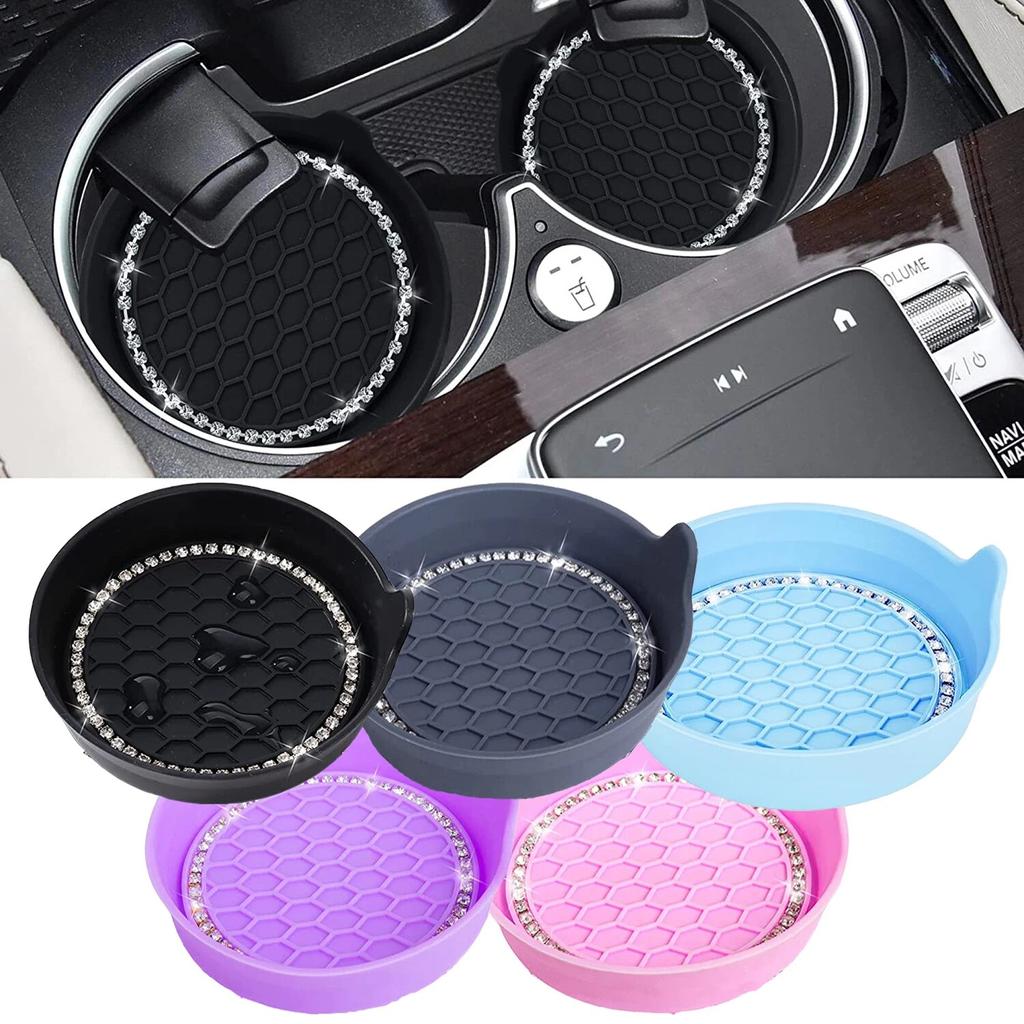 Car Cup Coaster Universal Non-Slip Cup Holders Bling Rhinestone Car Interior Accessories