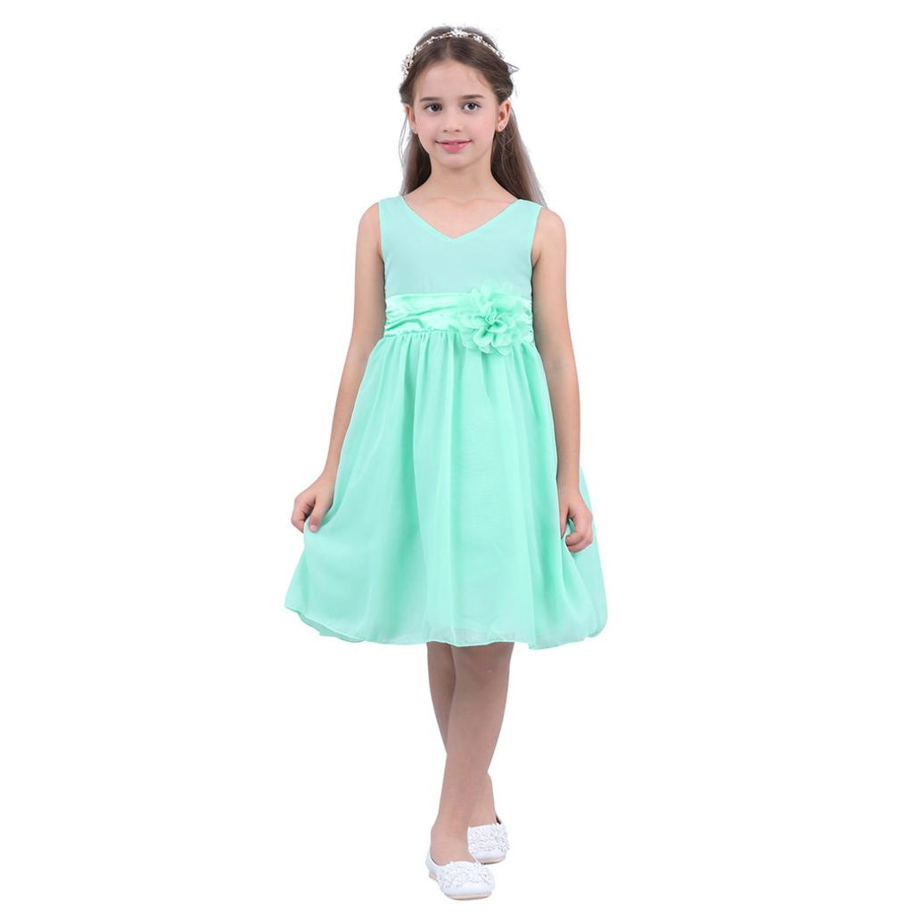 Kids Girls Ball Gown Prom Wedding Bridesmaid Chiffon Summer Party Dress